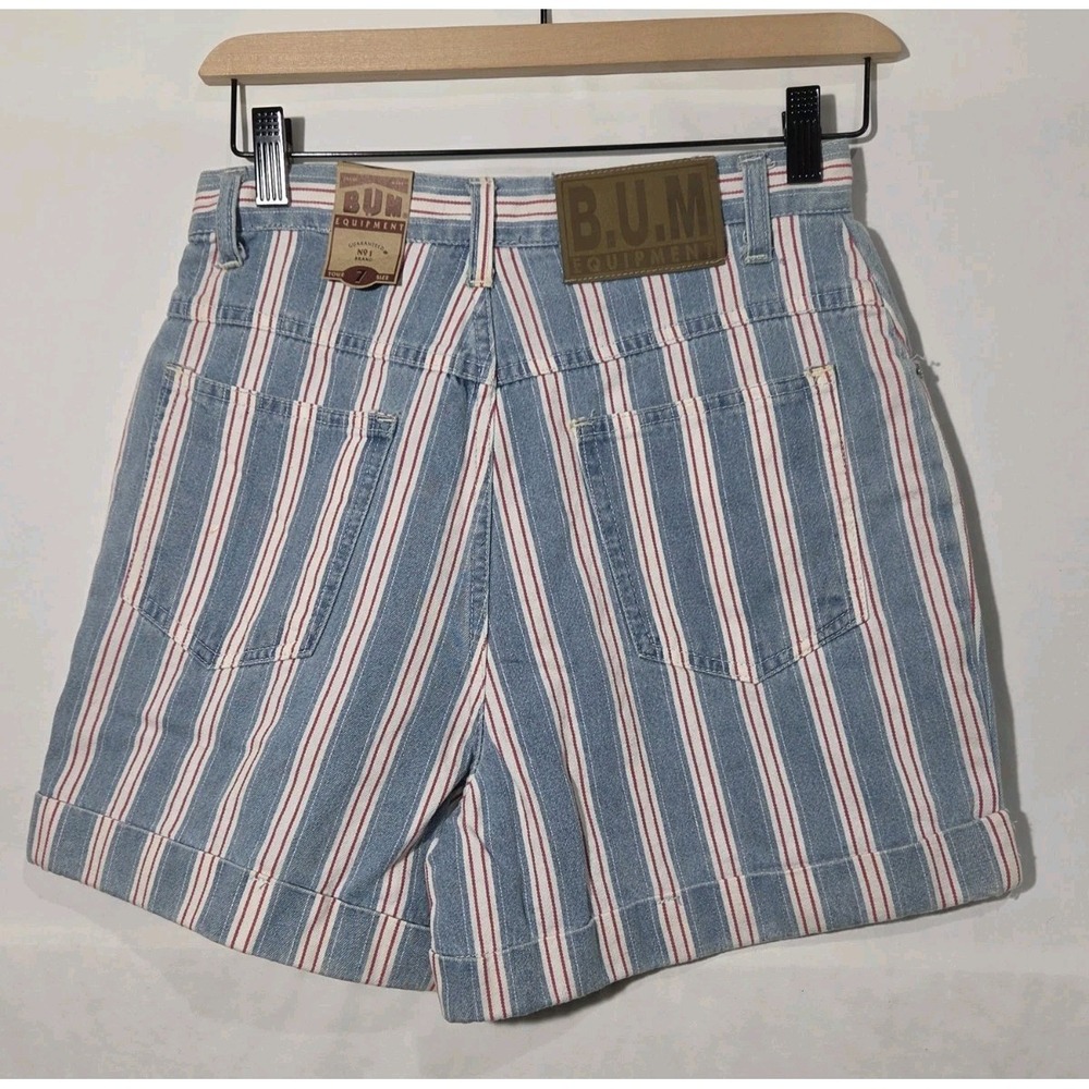 NWT Bum Equipment Womens Size 7 Shorts 90s Y2K Striped Red White And Blue Mom